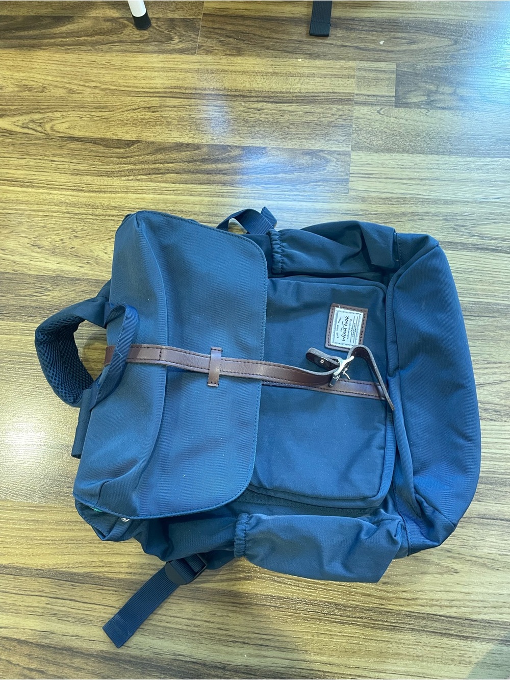 Classic Navy Backpack with Brown Trim